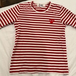 Comme des Garcons PLAY Red and White Long Sleeve Tee